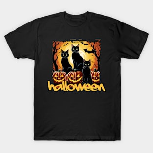 Black Cats on Halloween Night T-Shirt